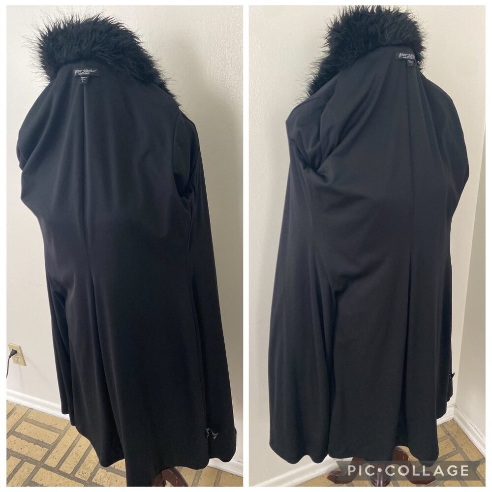Vintage Betsey Johnson Velvet Floral Faux Fur Duster Jacket - Picture 13 of 13